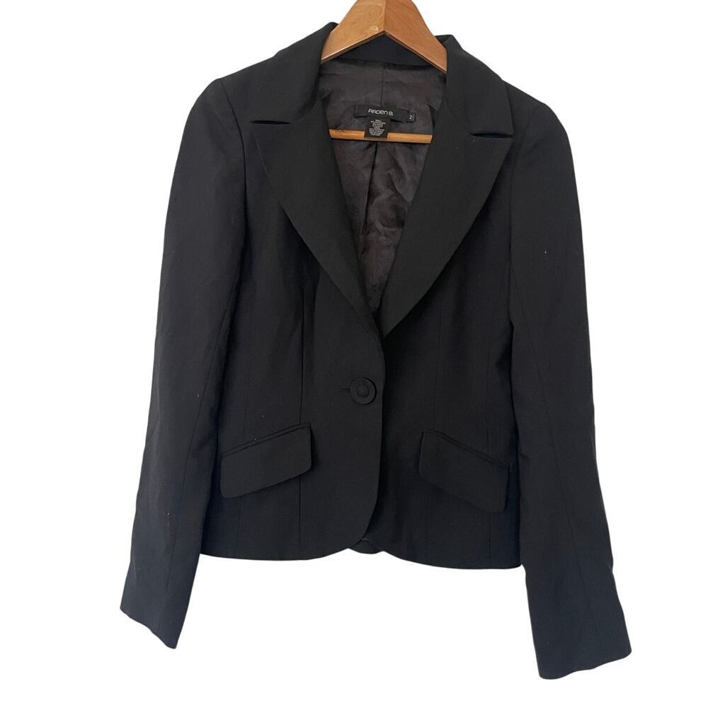 Arden B. Black One Button Blazer • Business Casual Minimalist • Size 2